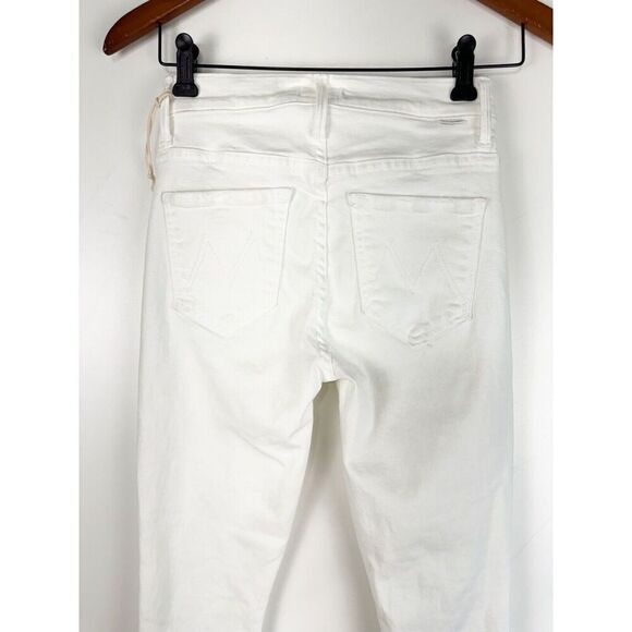 MOTHER Sz 24 The Insider Crop Step Fray Fairest White Straight Leg Jeans - Picture 7 of 11